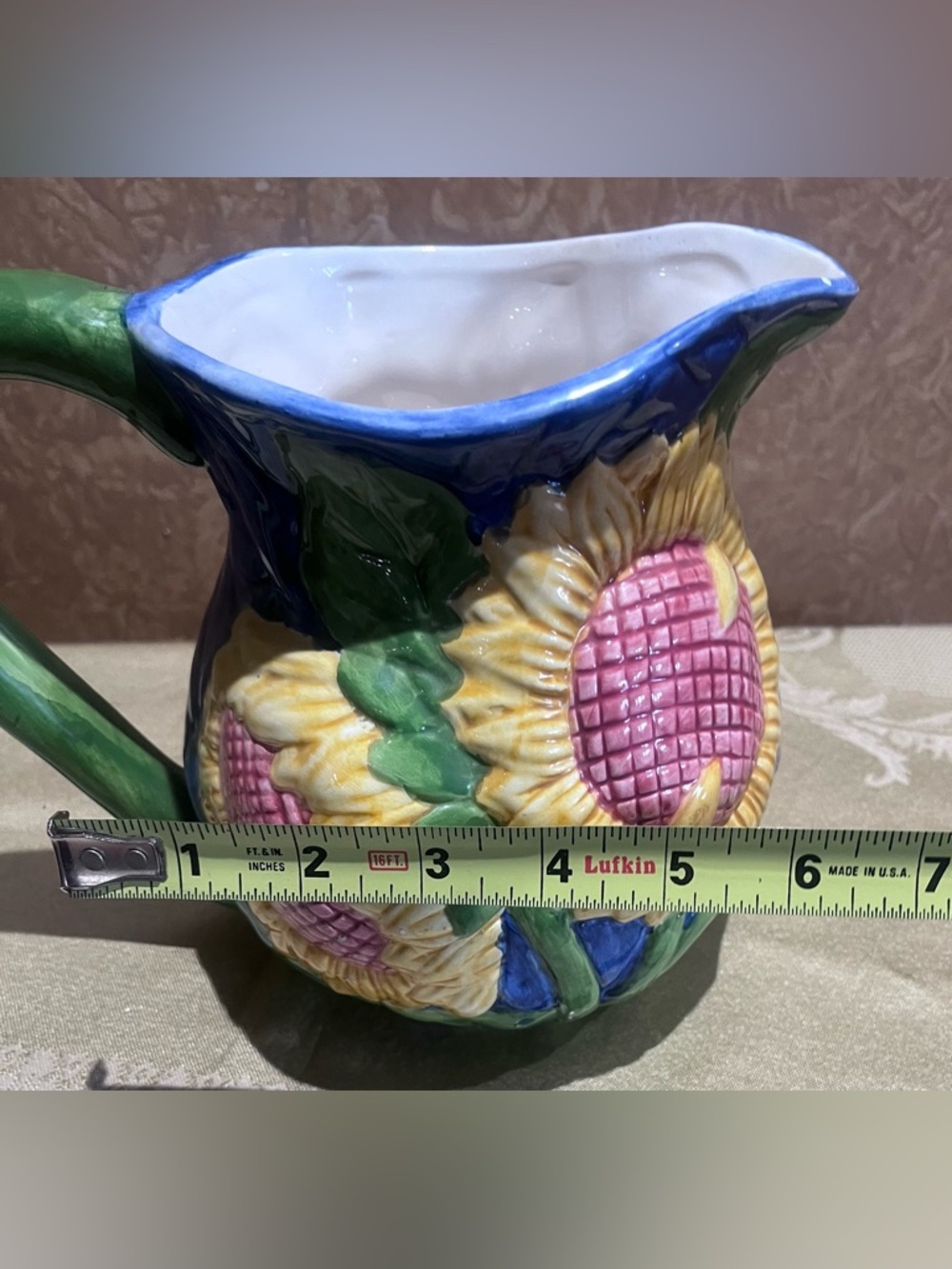 Sunflower Ceramic Pitcher - Picture 7 of 7